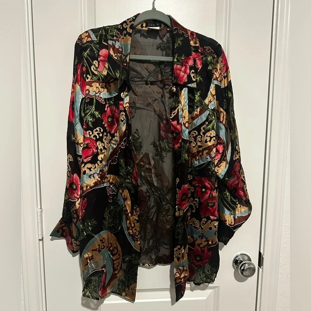 Vikki Vi Multicolor Floral Jacket - Picture 1 of 5